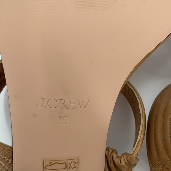 J Crew Evelyn double strap heels shoe tan leather square toe slide sandal new 10 - Picture 7 of 7